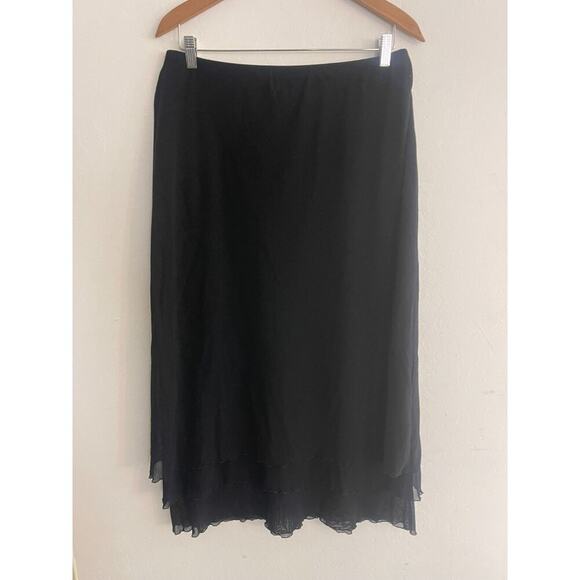 Hanky Panky XL Skirt Vintage Y2K Mesh Midi Black Stretch Pull On Goth 90s Style - Picture 10 of 10